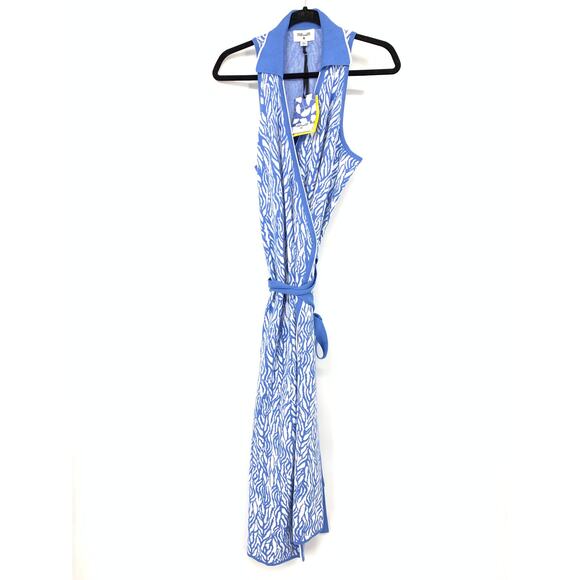 Diane von Furstenberg X Target Dresses & Skirts - Diane Von Furstenberg X Target Collared Sea Twig Blue Wrap Sweater Dress Sz XL